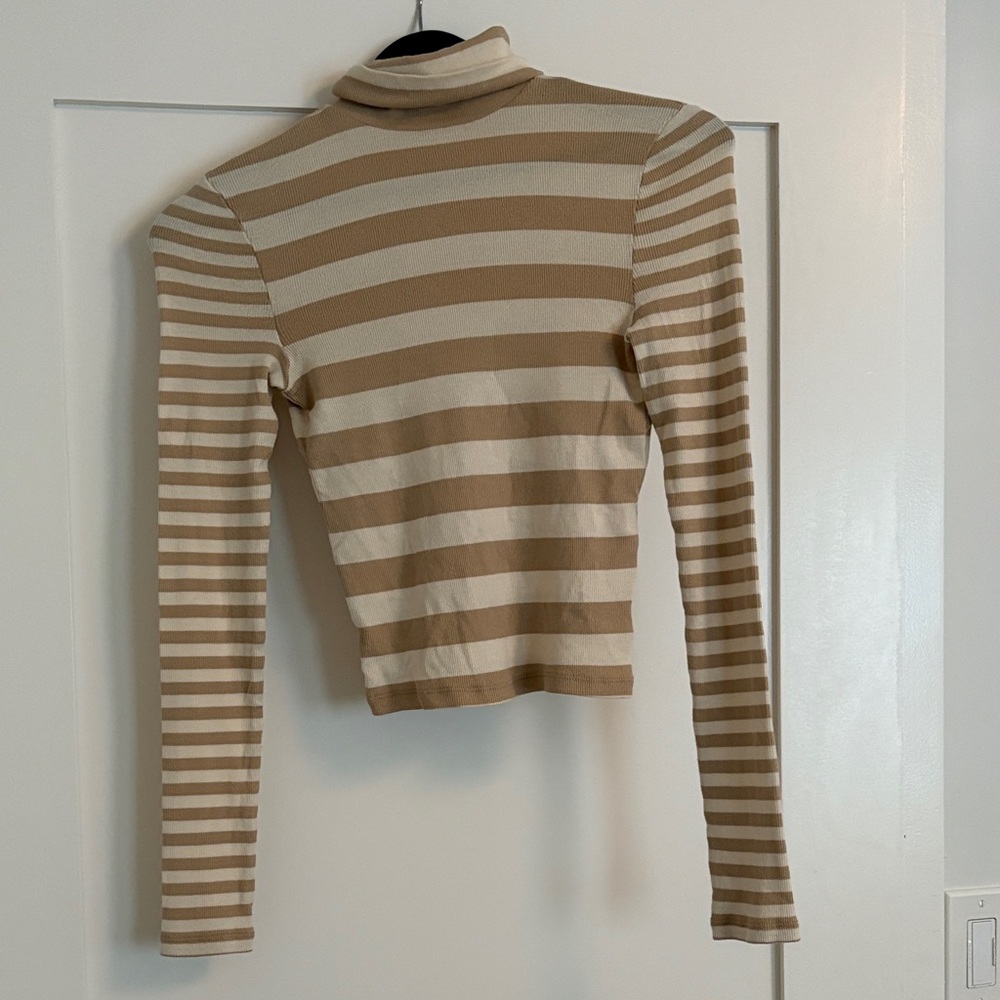 Madewell Tan and Cream Striped Long Sleeve Top